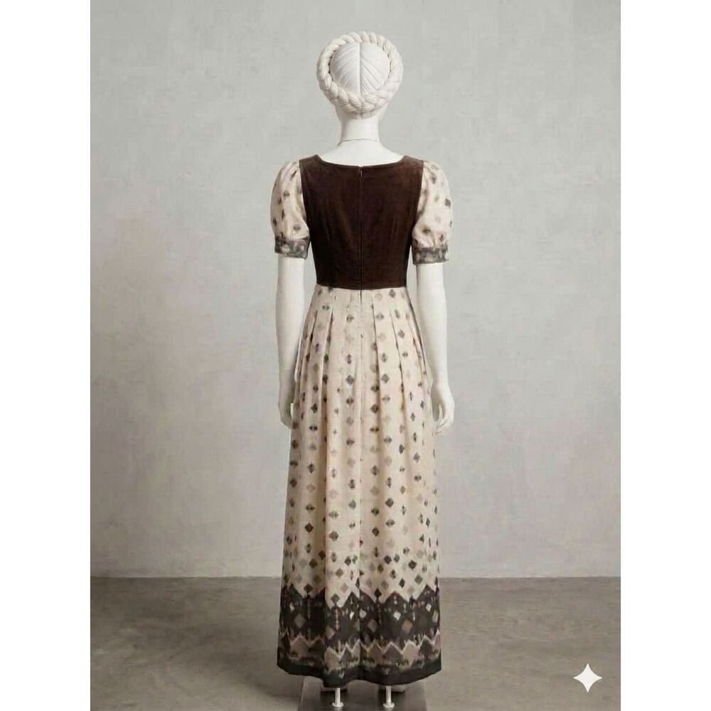 VTG 70s Miss Marlene Dress England Velour Renaissance Faire Cottagecore Maxi XS - Picture 3 of 13